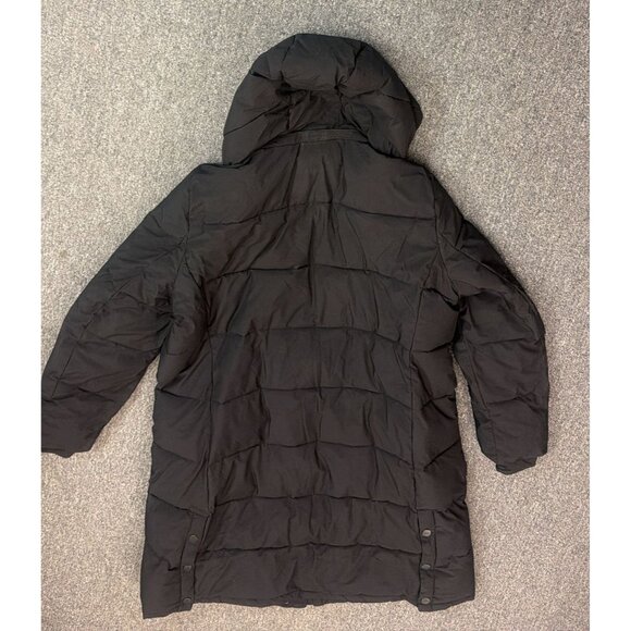 DKNY Long Puffer Coat Womens XXL Black Quilted Hooded Winter Jacket Sorona Fill - Picture 2 of 4
